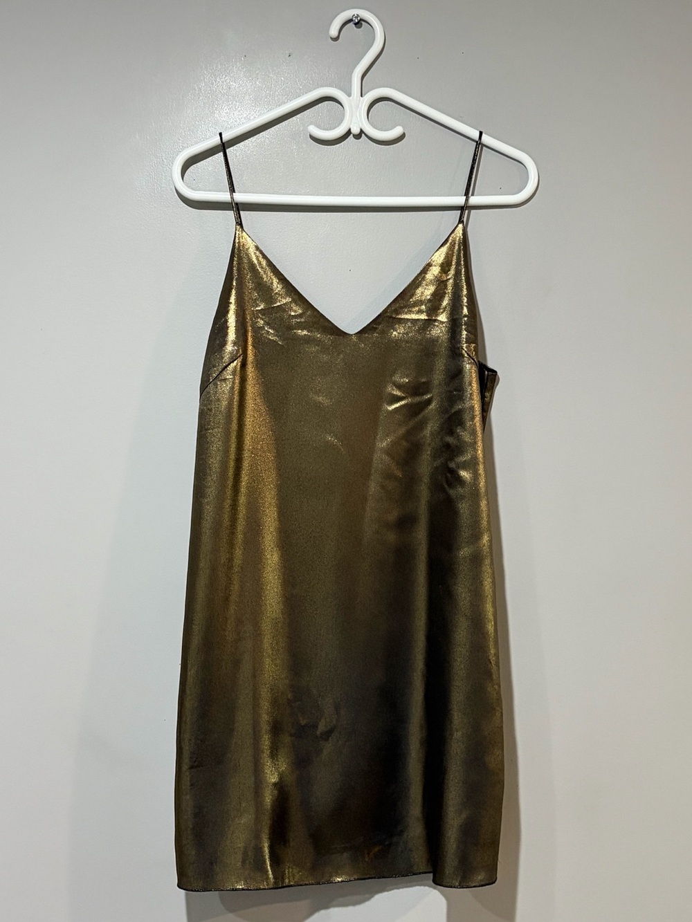 Aritzia WILFRED Free Broué Gold Metallic Slip Dress Size M - Picture 2 of 11